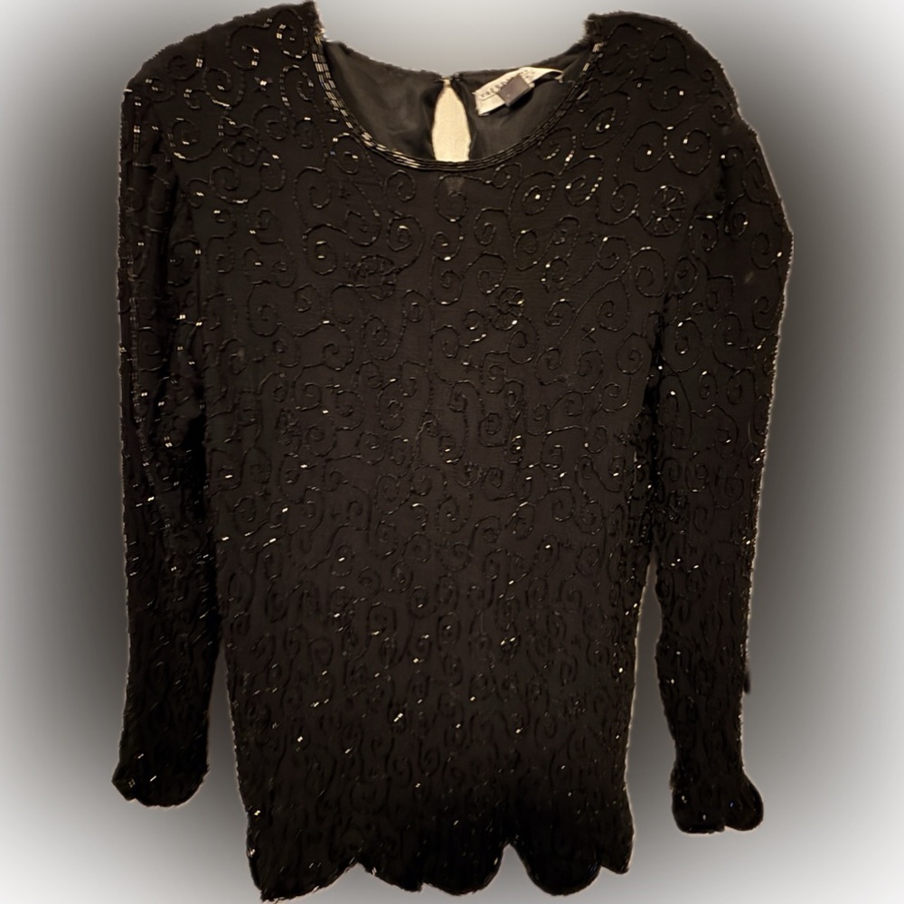 Valerie Stevens Woman Silk Beaded Top